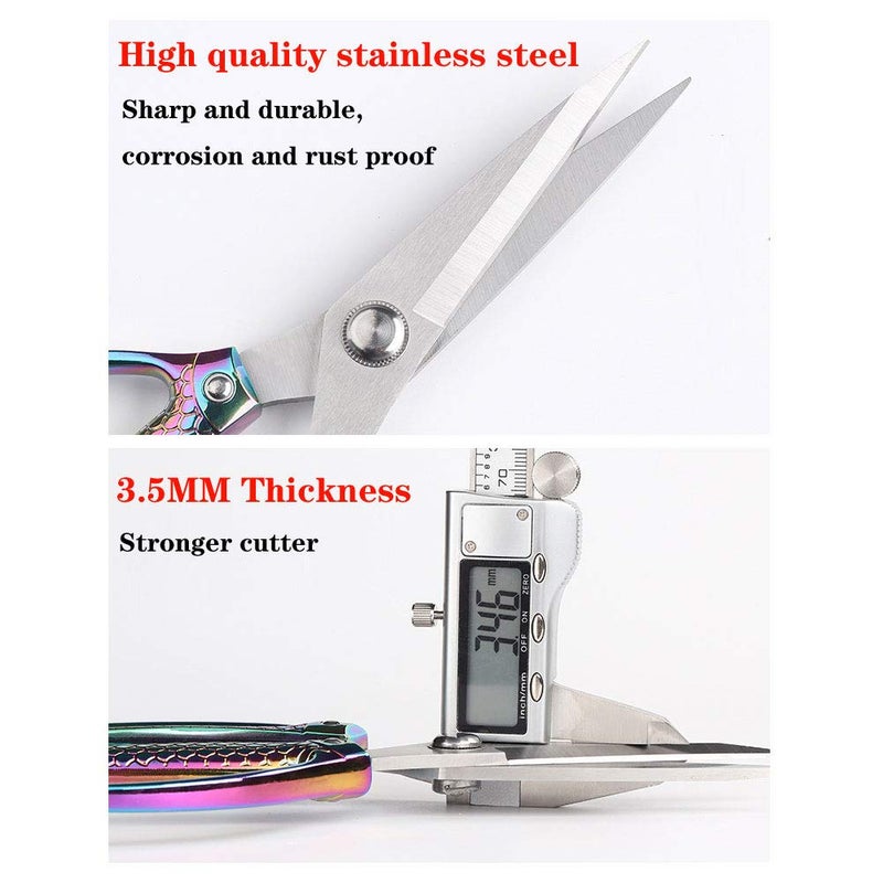 Jasni Stainless Steel Heavy Duty kitchen shears scissors for food meat poultry cooking cutting sharp Powerful strong professional All-Purpose pretty Color rainbow iridescent Titanium utility Office - Image 5